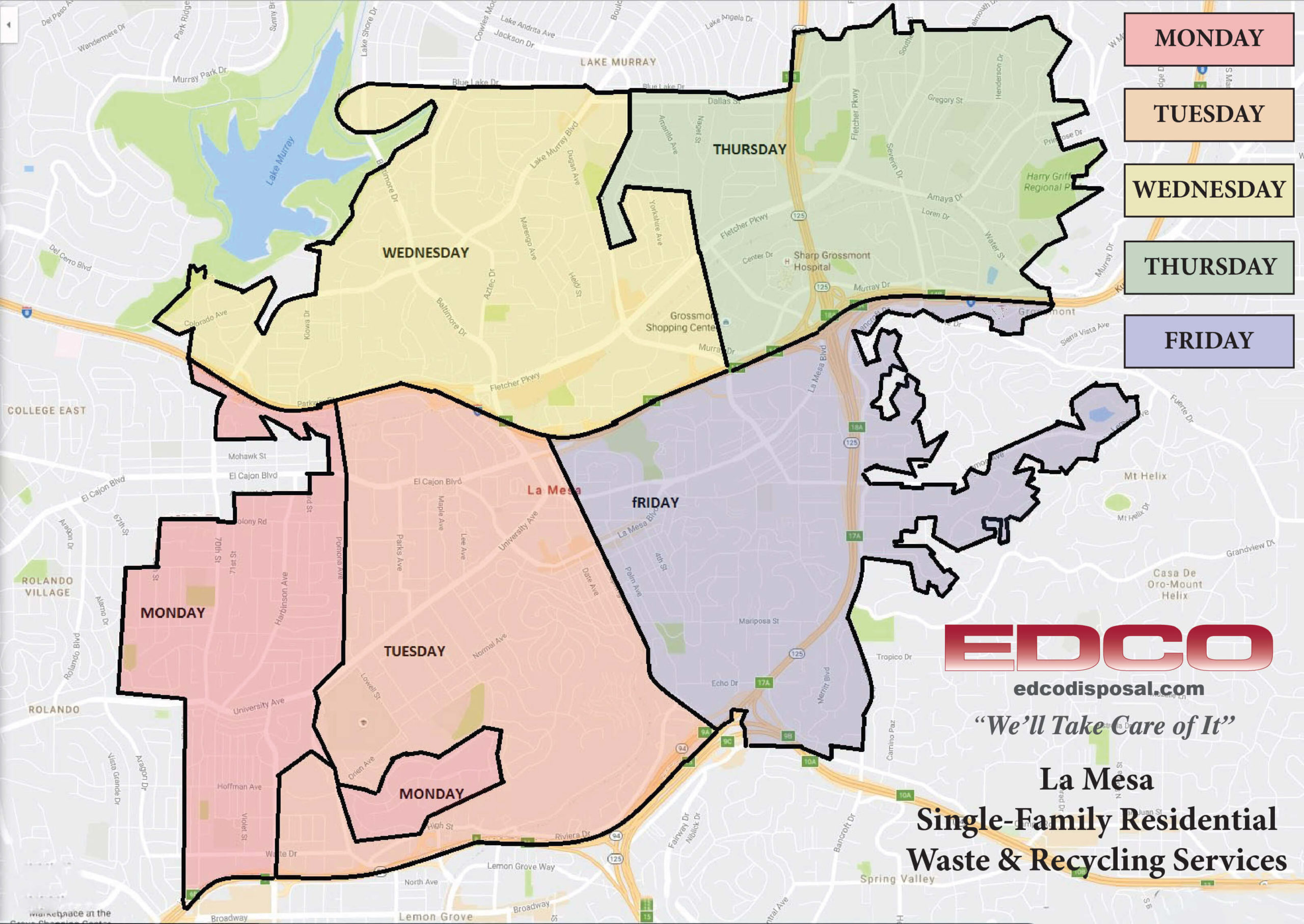 Service Schedules EDCO La Mesa City